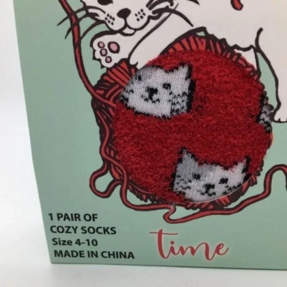 Cat Socks Bundle New 2 Pairs Fuzzy Cozy